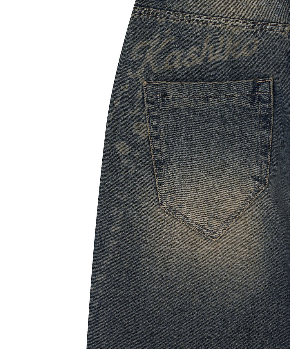 Chain Wide Denim Pants (Rusty Blue)