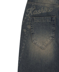 Chain Wide Denim Pants (Rusty Blue)