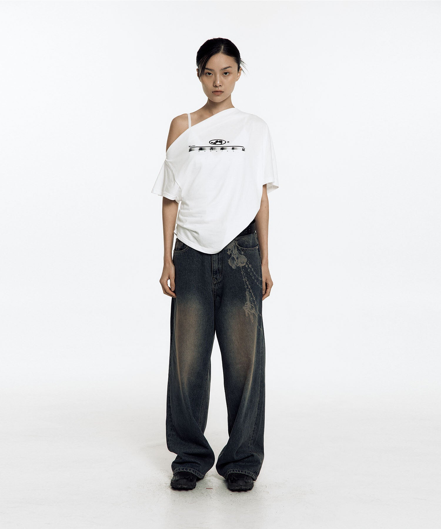 Chain Wide Denim Pants (Rusty Blue)
