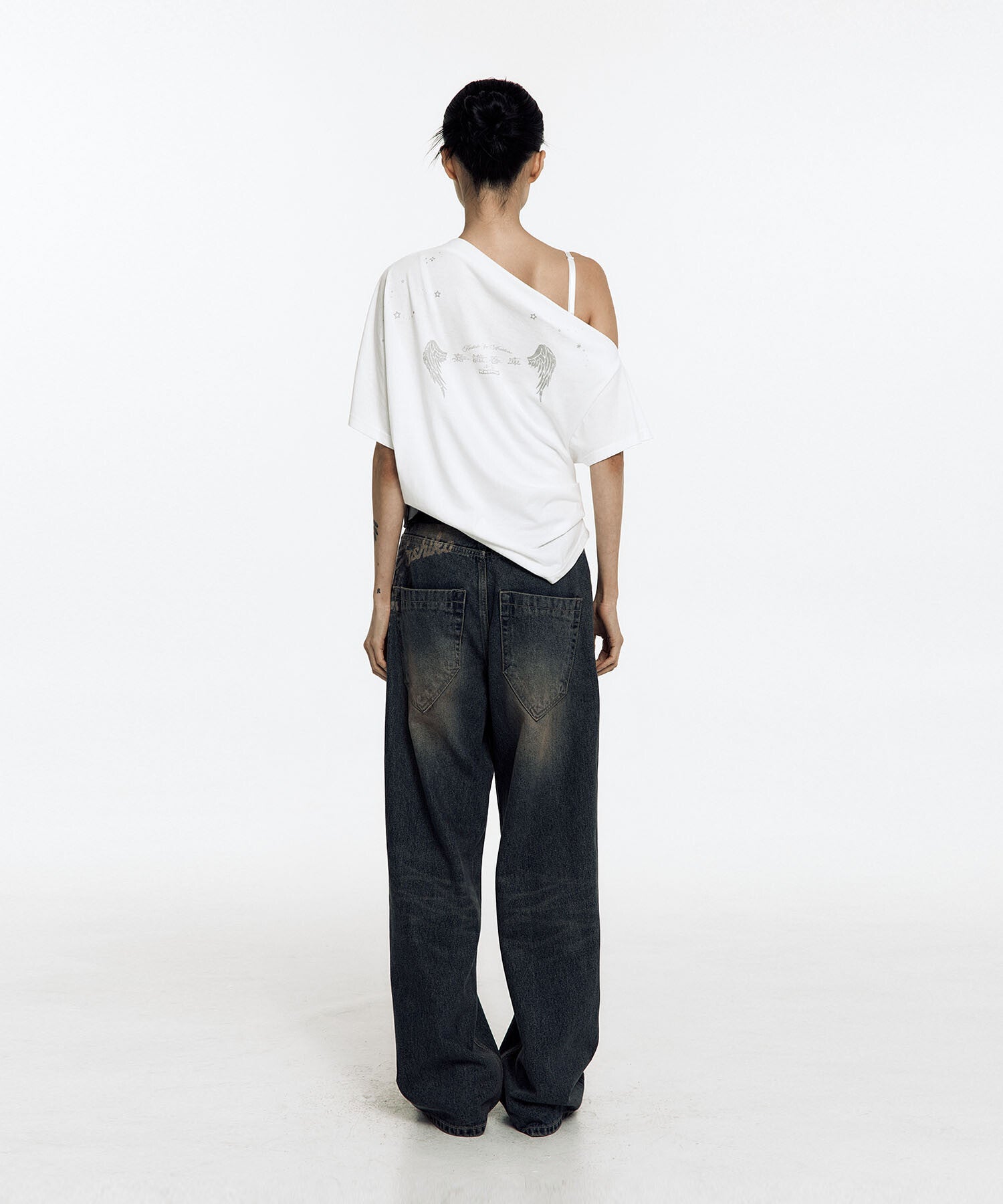 Chain Wide Denim Pants (Rusty Blue)