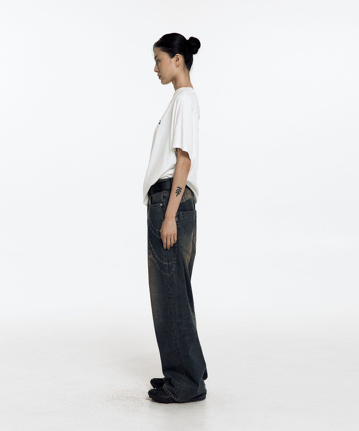 Chain Wide Denim Pants (Rusty Blue)