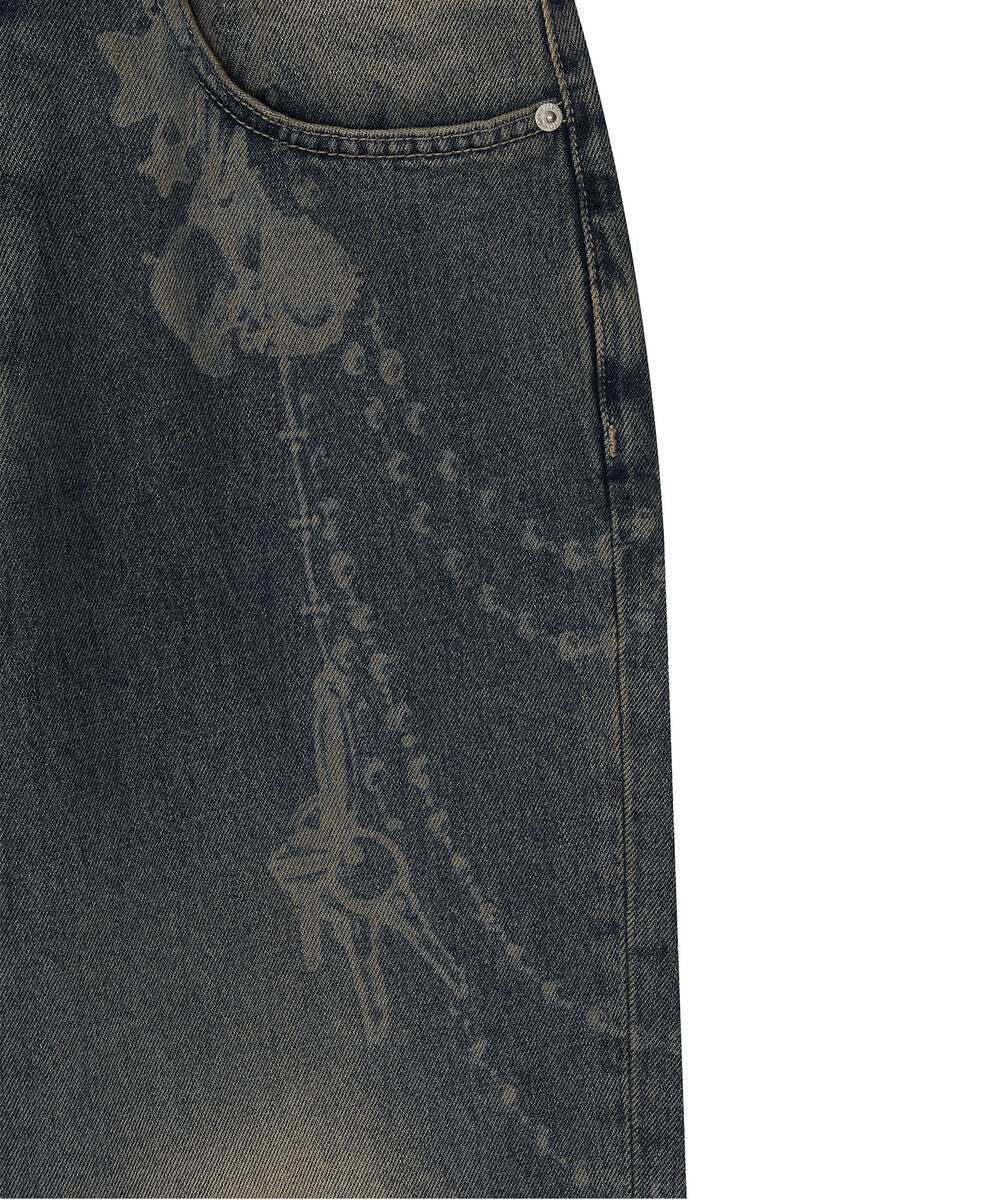 Chain Wide Denim Pants (Rusty Blue)
