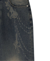 Chain Wide Denim Pants (Rusty Blue)