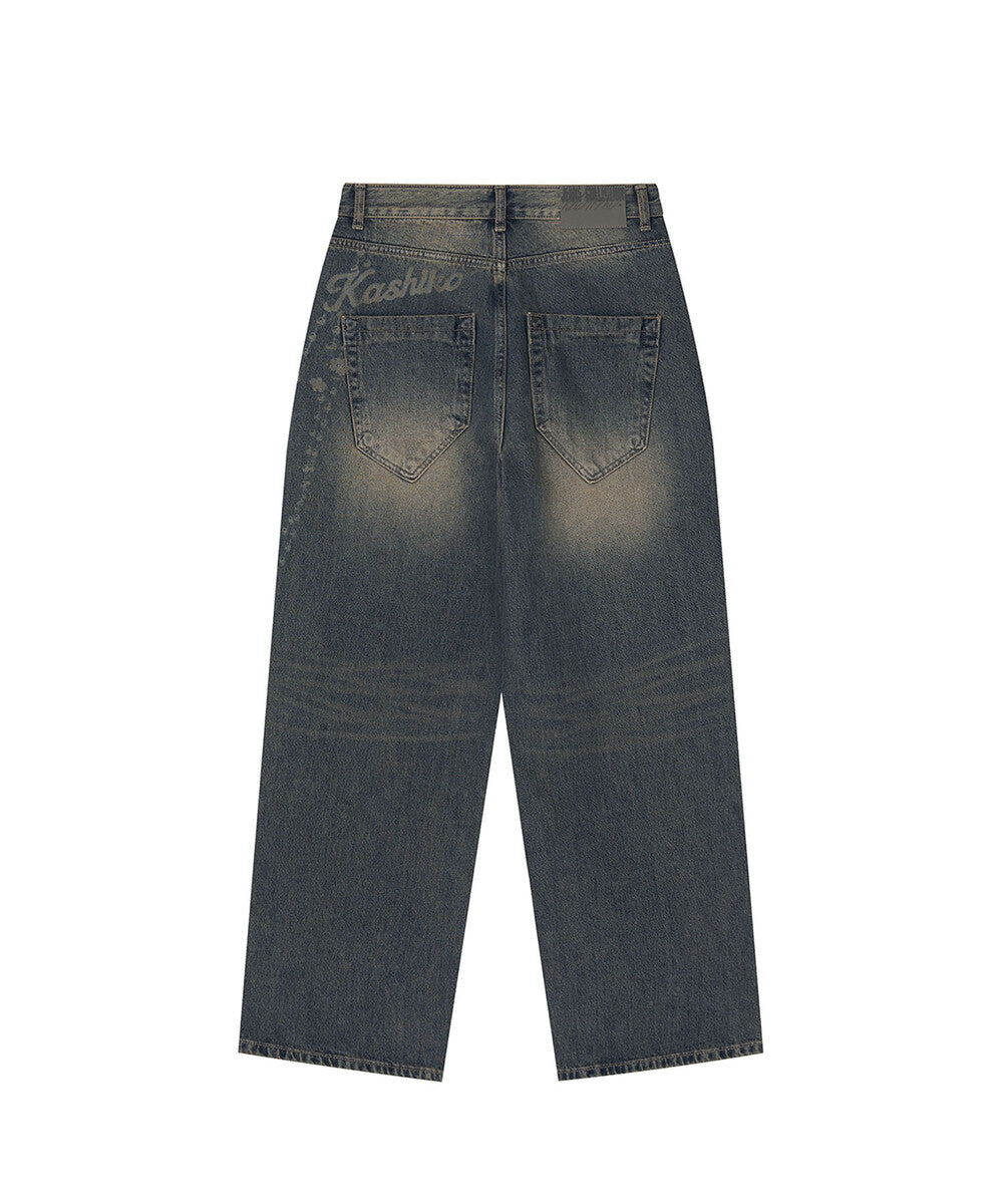 Chain Wide Denim Pants (Rusty Blue)