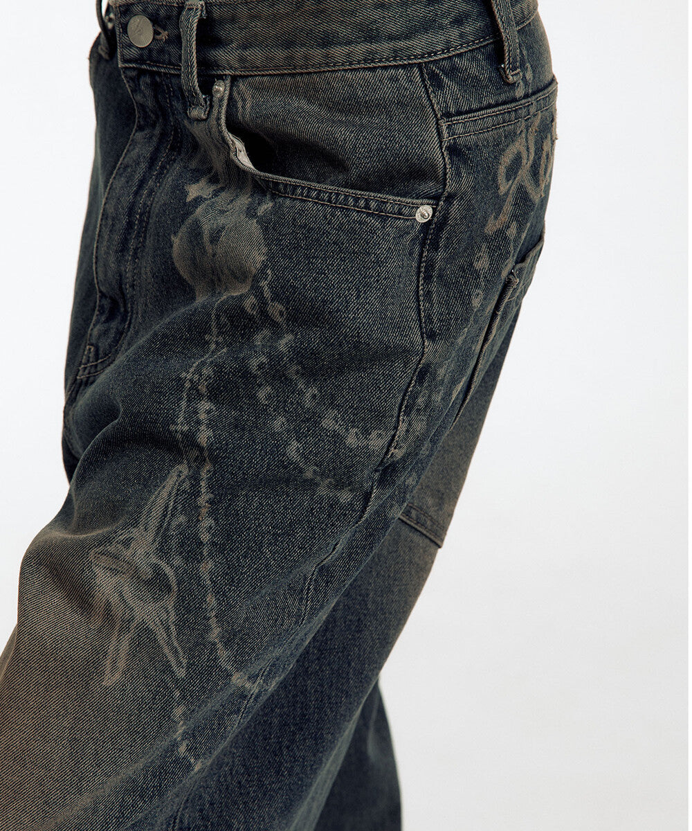 Chain Wide Denim Pants (Rusty Blue)