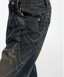 Chain Wide Denim Pants (Rusty Blue)