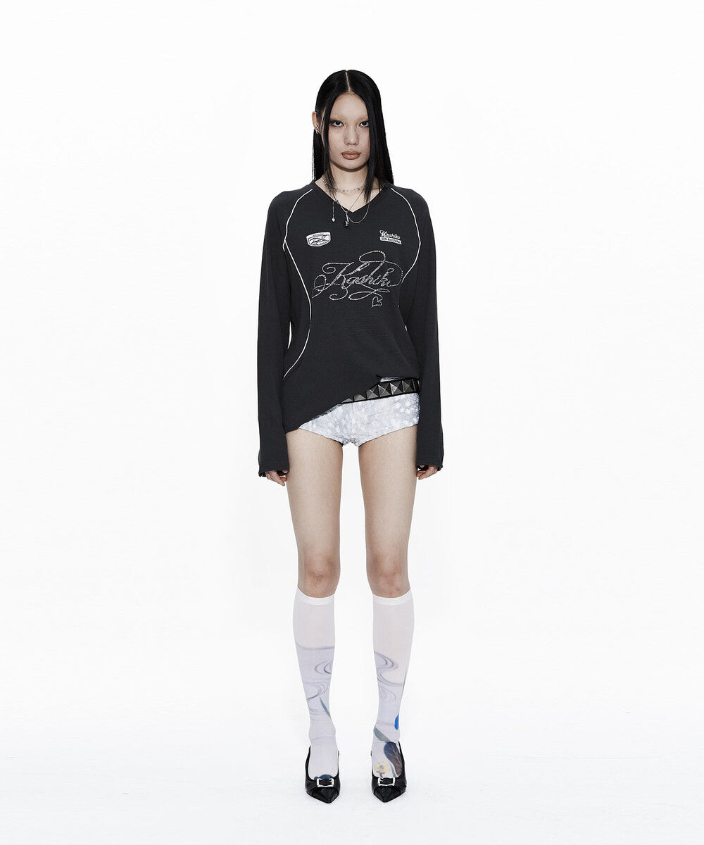 トップス KASHIKO Waffle Rugby Tee Black Waffle Rugby Tee Charcoal – Plop Apparels