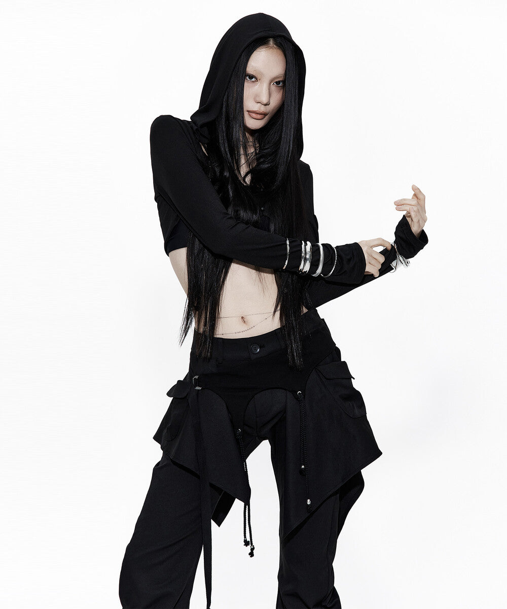 Hooded Bolero Cardigan Black