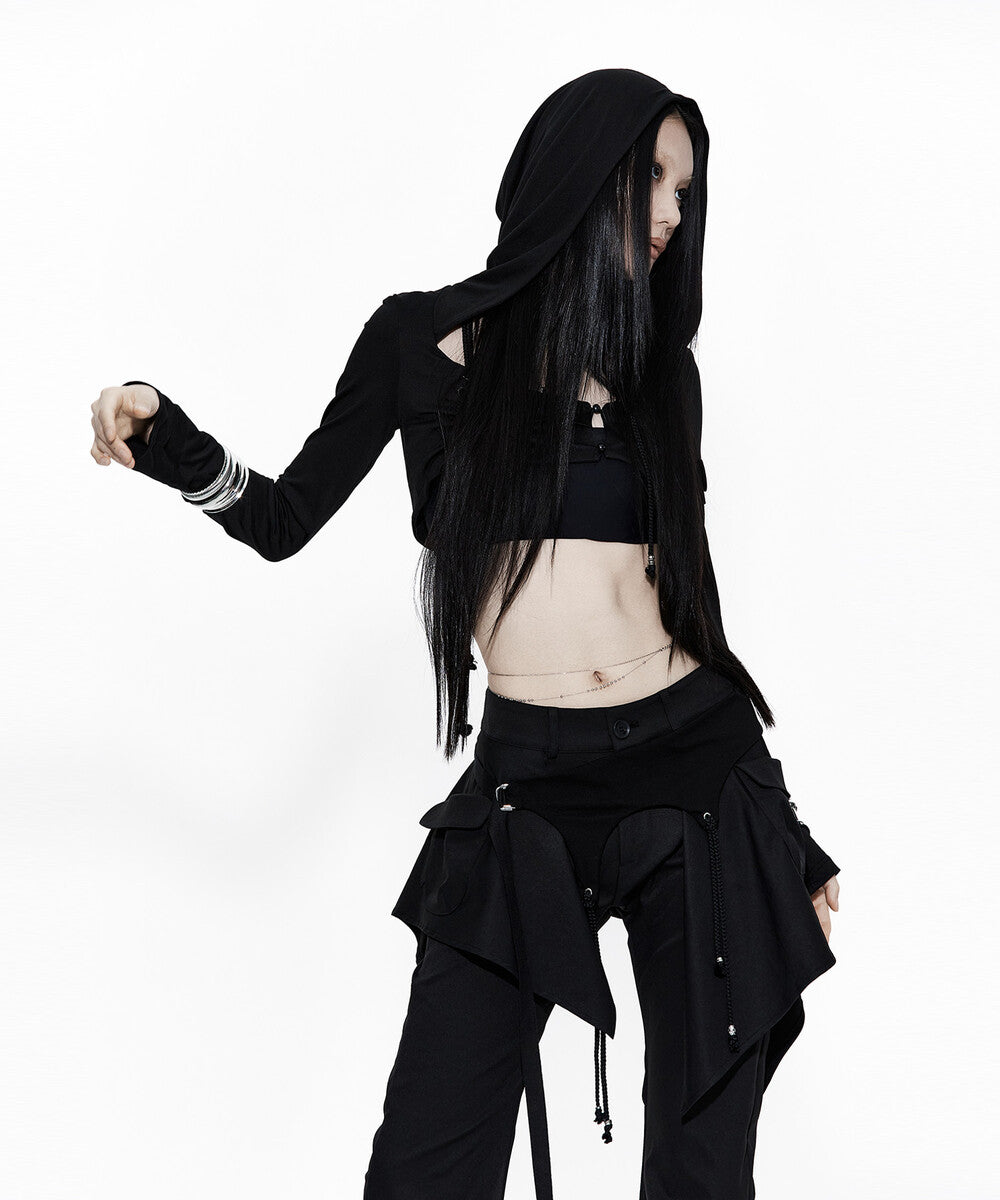 Hooded Bolero Cardigan Black