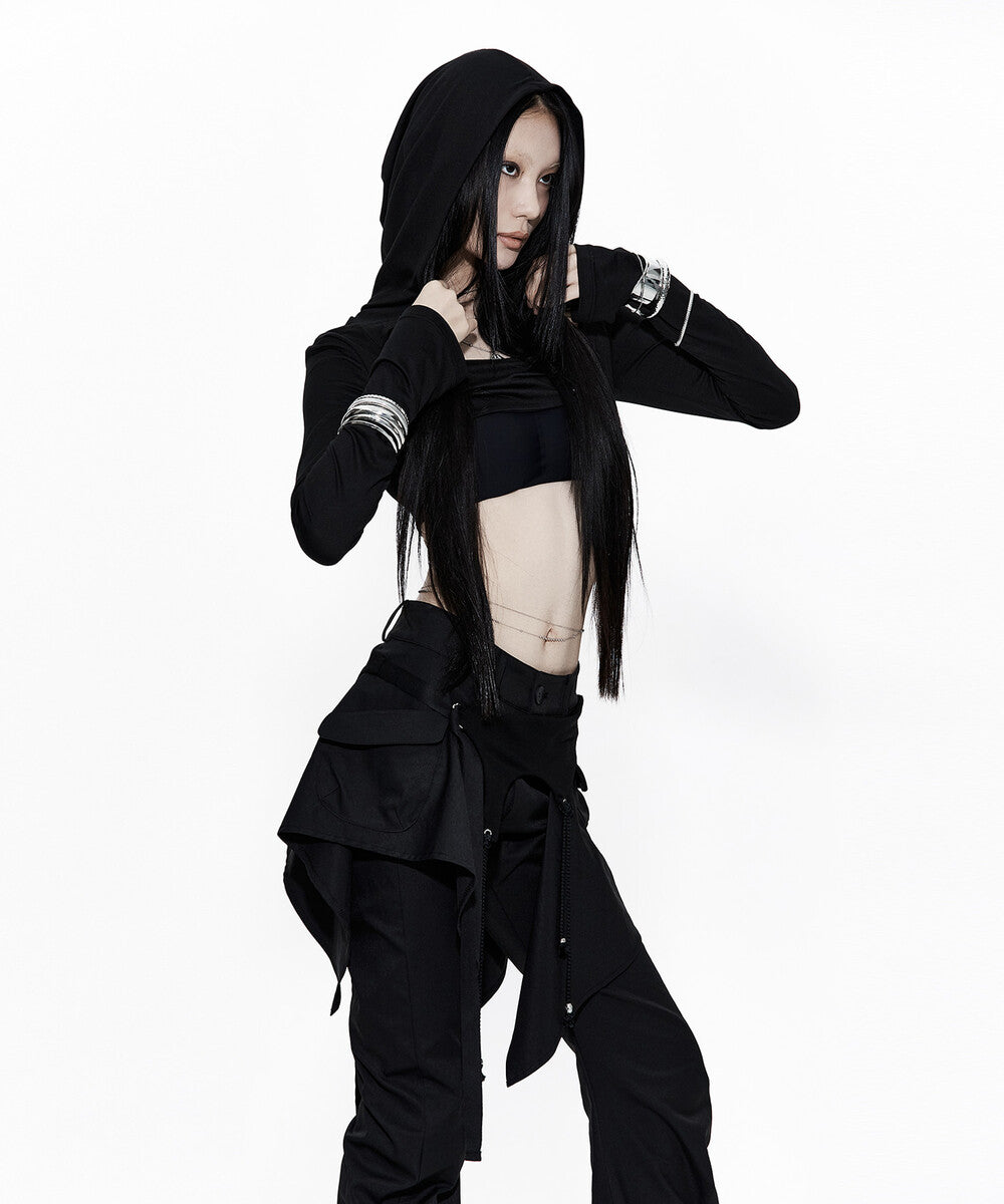 Hooded Bolero Cardigan Black