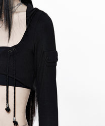 Hooded Bolero Cardigan Black