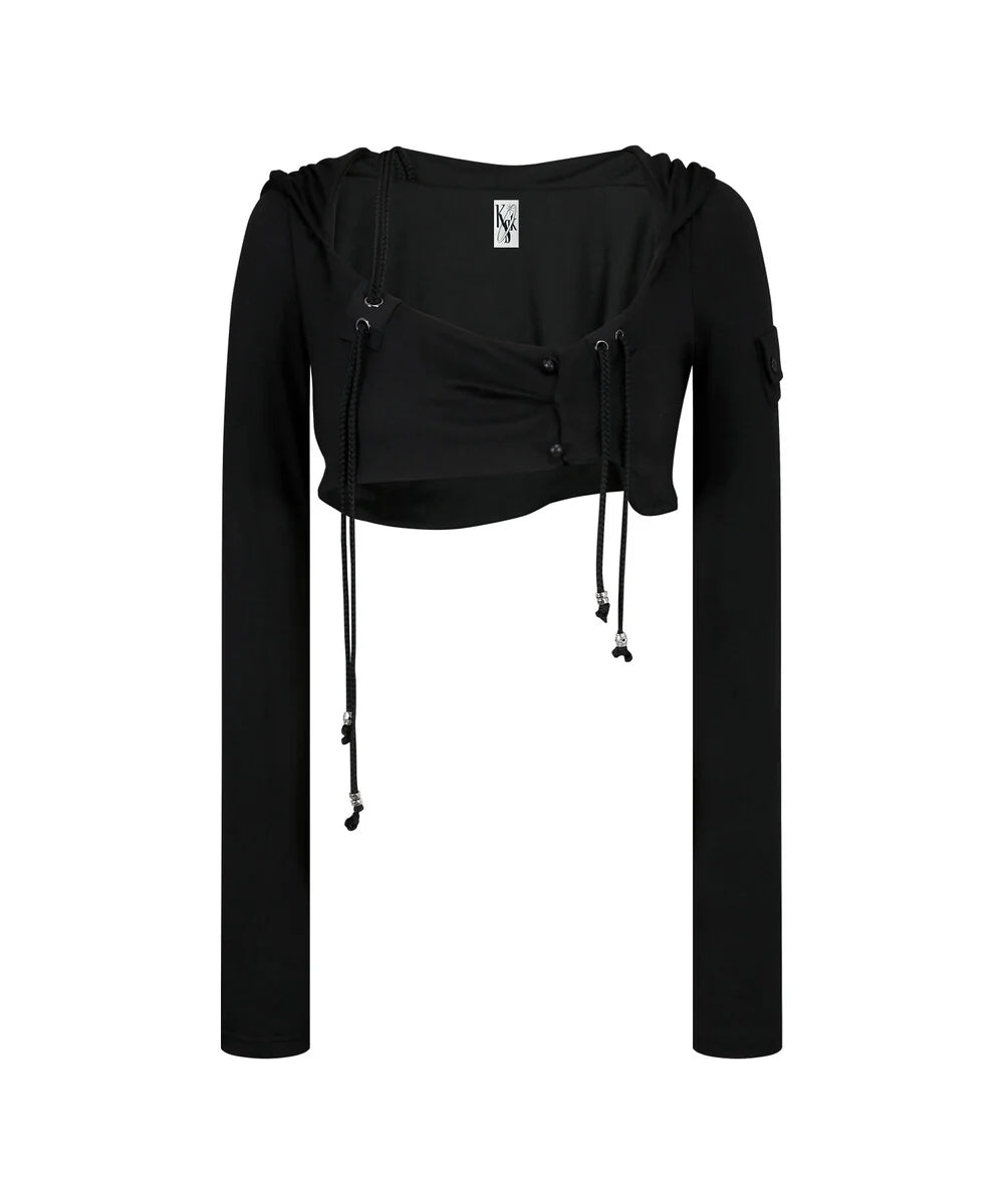 Hooded Bolero Cardigan Black