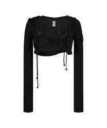 Hooded Bolero Cardigan Black