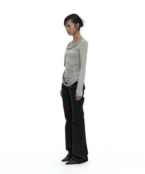 Drape Asymmetric Long Sleeve Gray