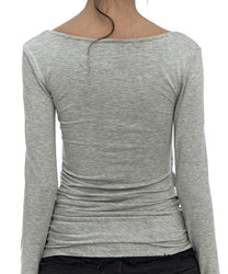Drape Asymmetric Long Sleeve Gray