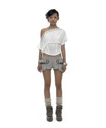 Belted Pocket Shorts Gray
