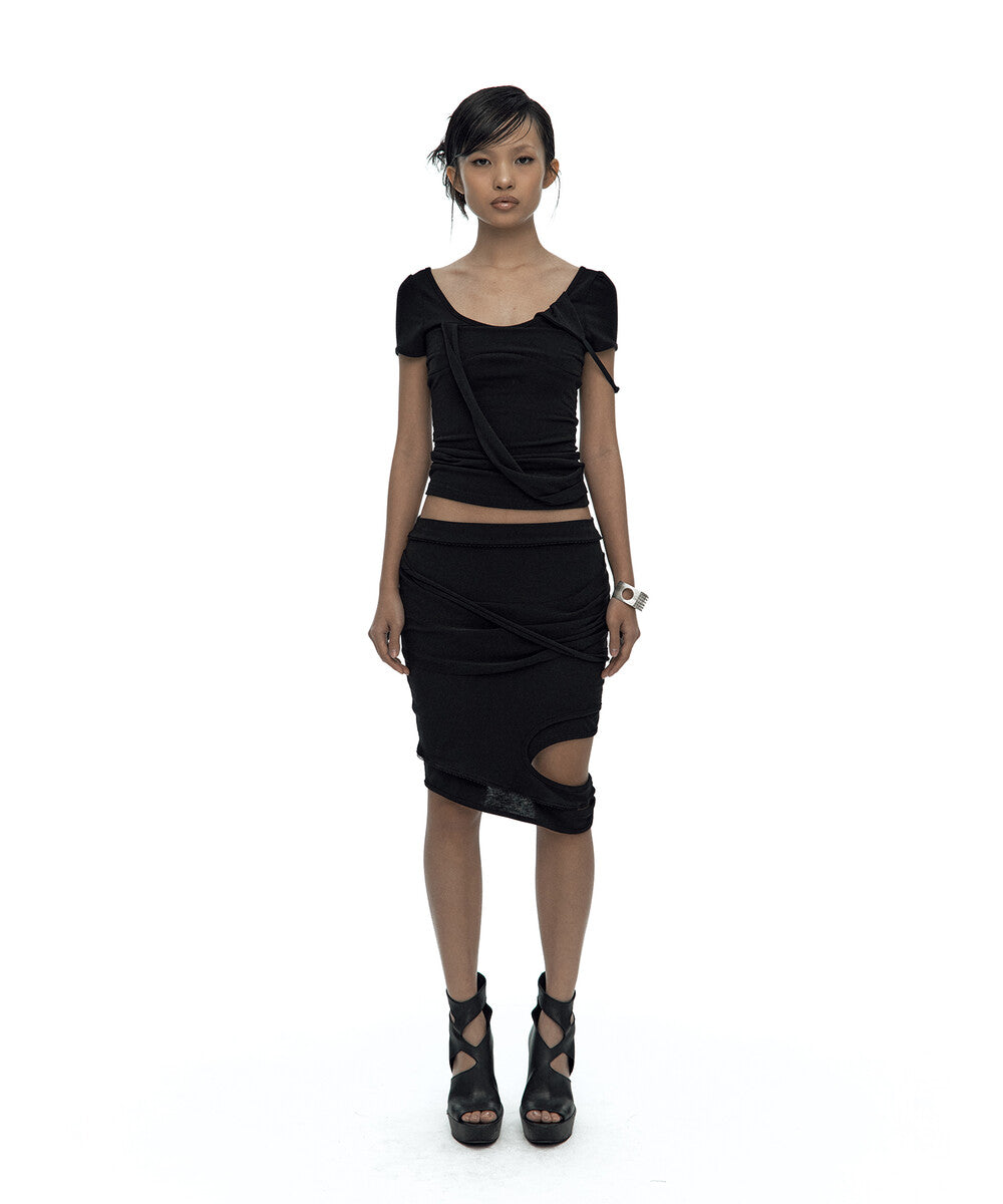 Peek-a-boo Strap Skirt Black