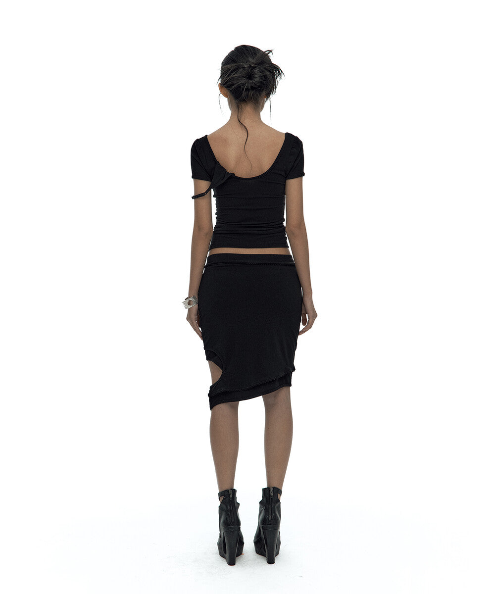 Peek-a-boo Strap Skirt Black