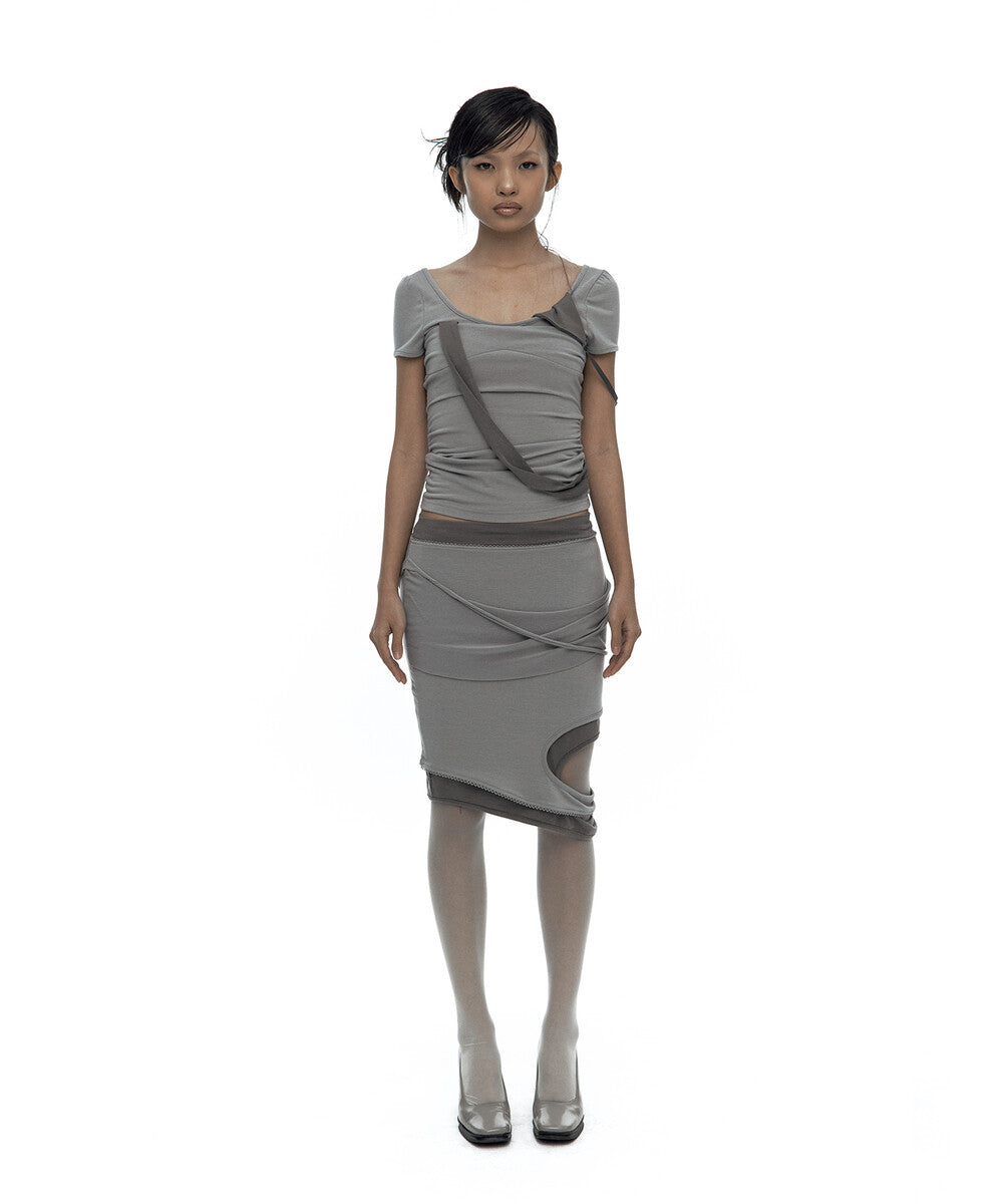 Peek-a-boo Strap Skirt Warm Gray