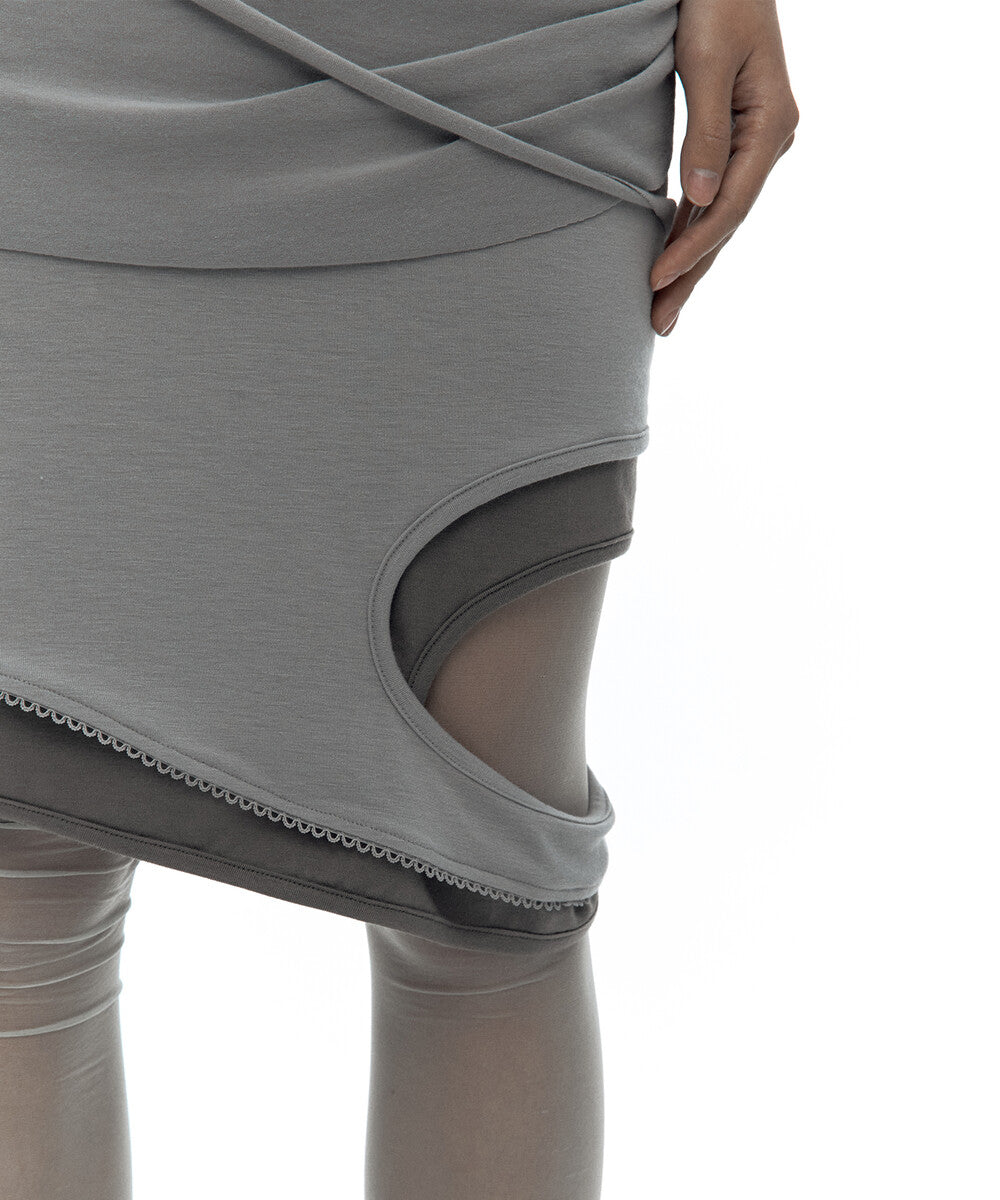 Peek-a-boo Strap Skirt Warm Gray