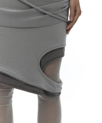 Peek-a-boo Strap Skirt Warm Gray