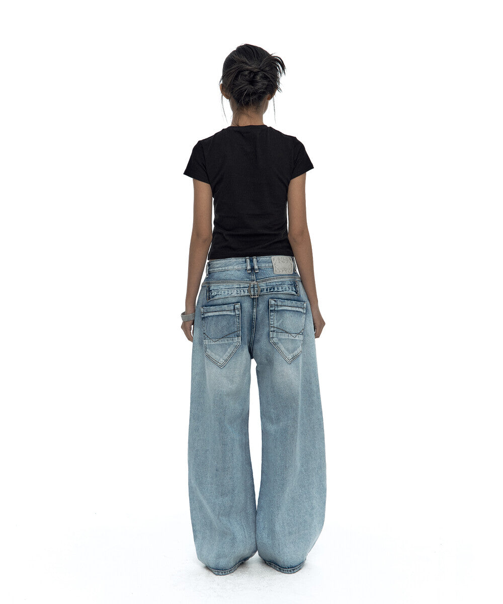 Milk Ripped Wide Jeans Light Blue