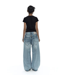 Milk Ripped Wide Jeans Light Blue