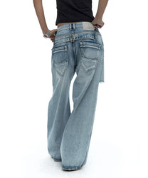 Milk Ripped Wide Jeans Light Blue