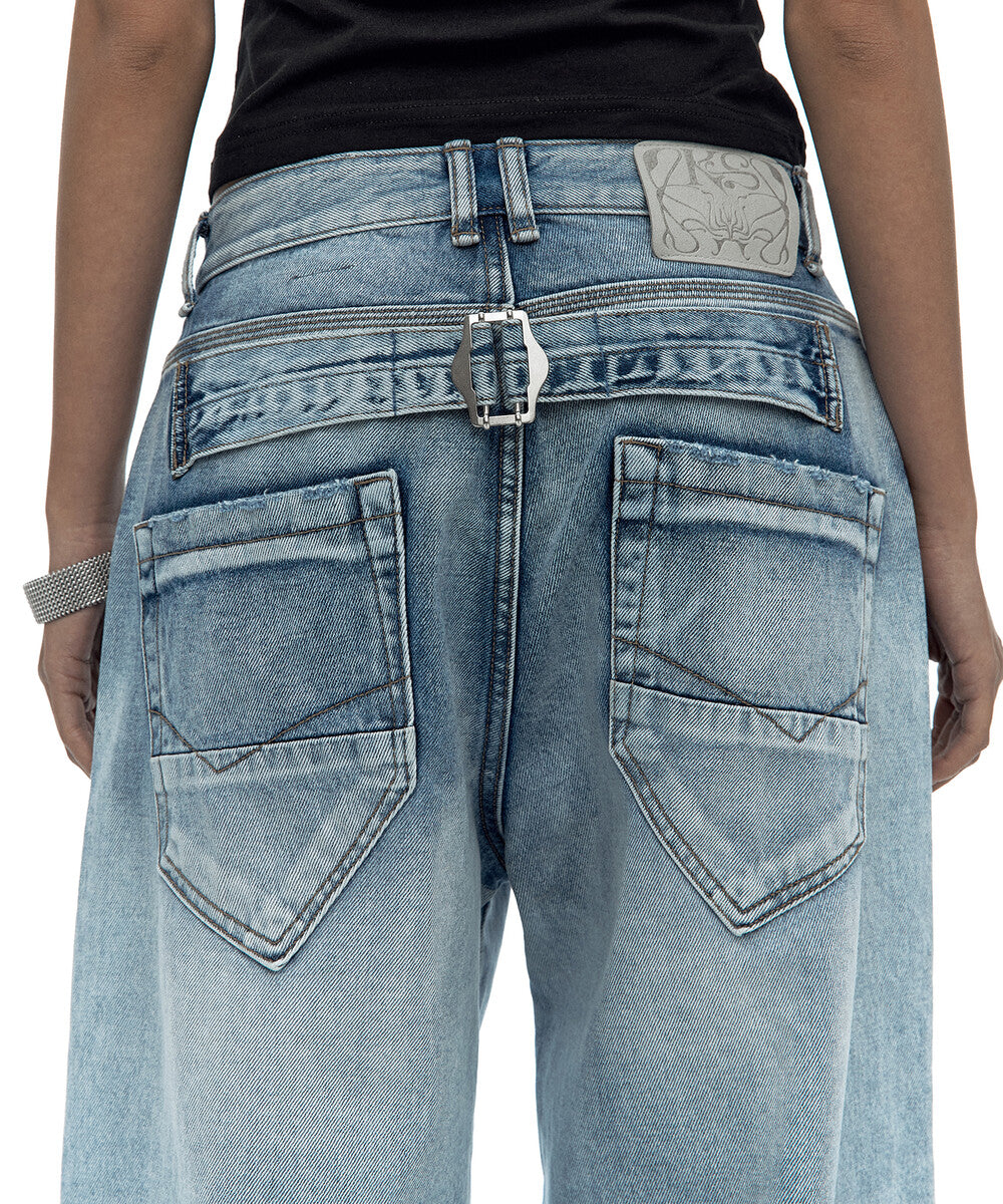 Milk Ripped Wide Jeans Light Blue