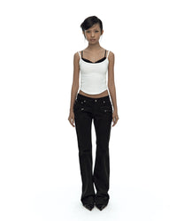 Side Zipper Boots-cut Jeans Black1