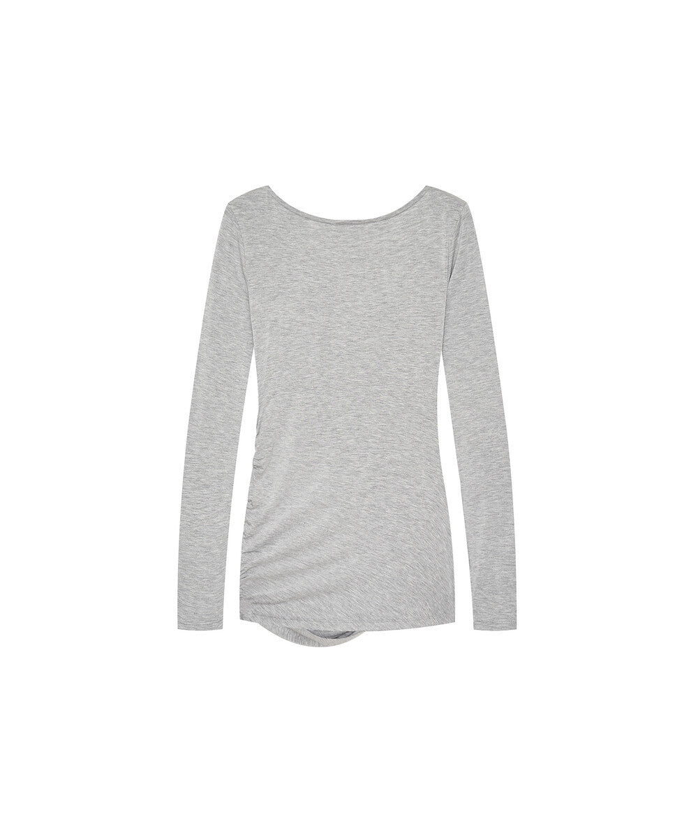Drape Asymmetric Long Sleeve Gray