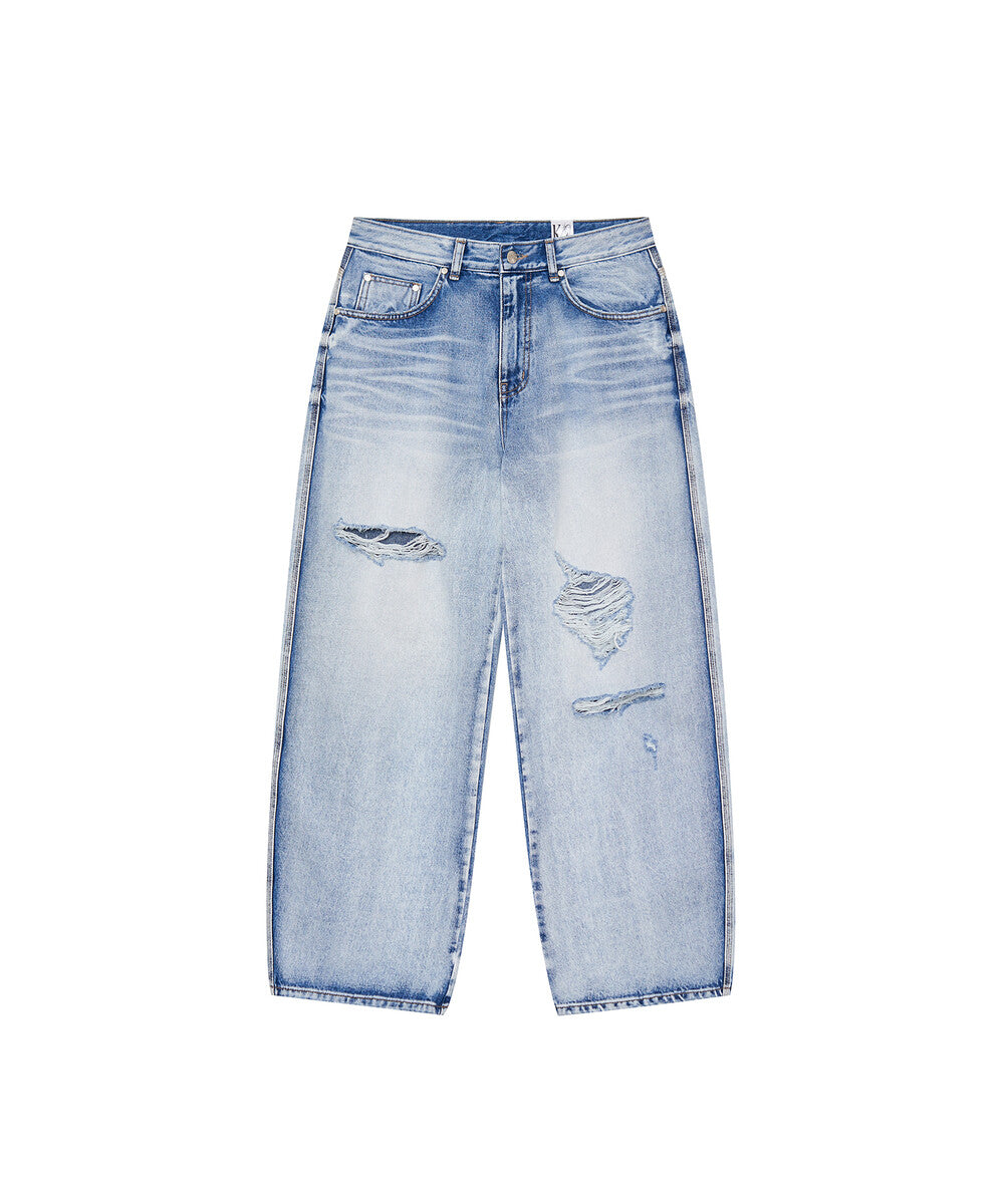 Milk Ripped Wide Jeans Light Blue
