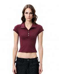 Sculpt Polo Top - Plum