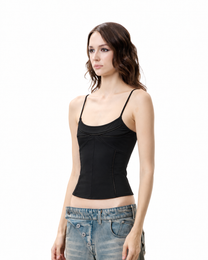 Seam Interlock Tank Top - Black