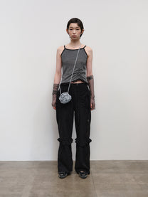 Stripe Shirred Sleeveless Top