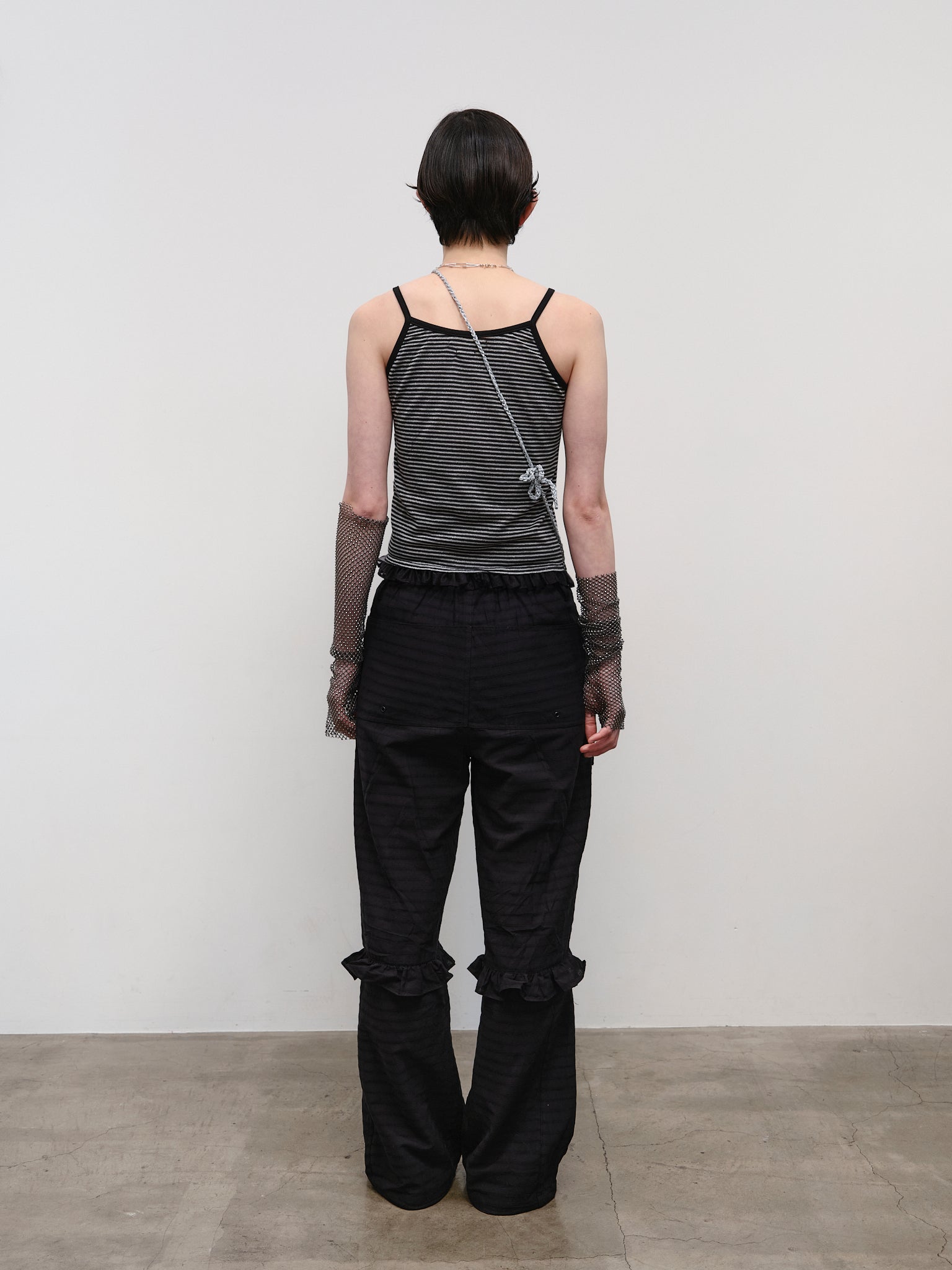 Stripe Shirred Sleeveless Top