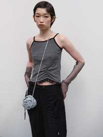 Stripe Shirred Sleeveless Top