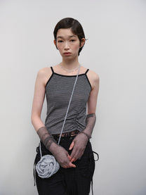 Stripe Shirred Sleeveless Top