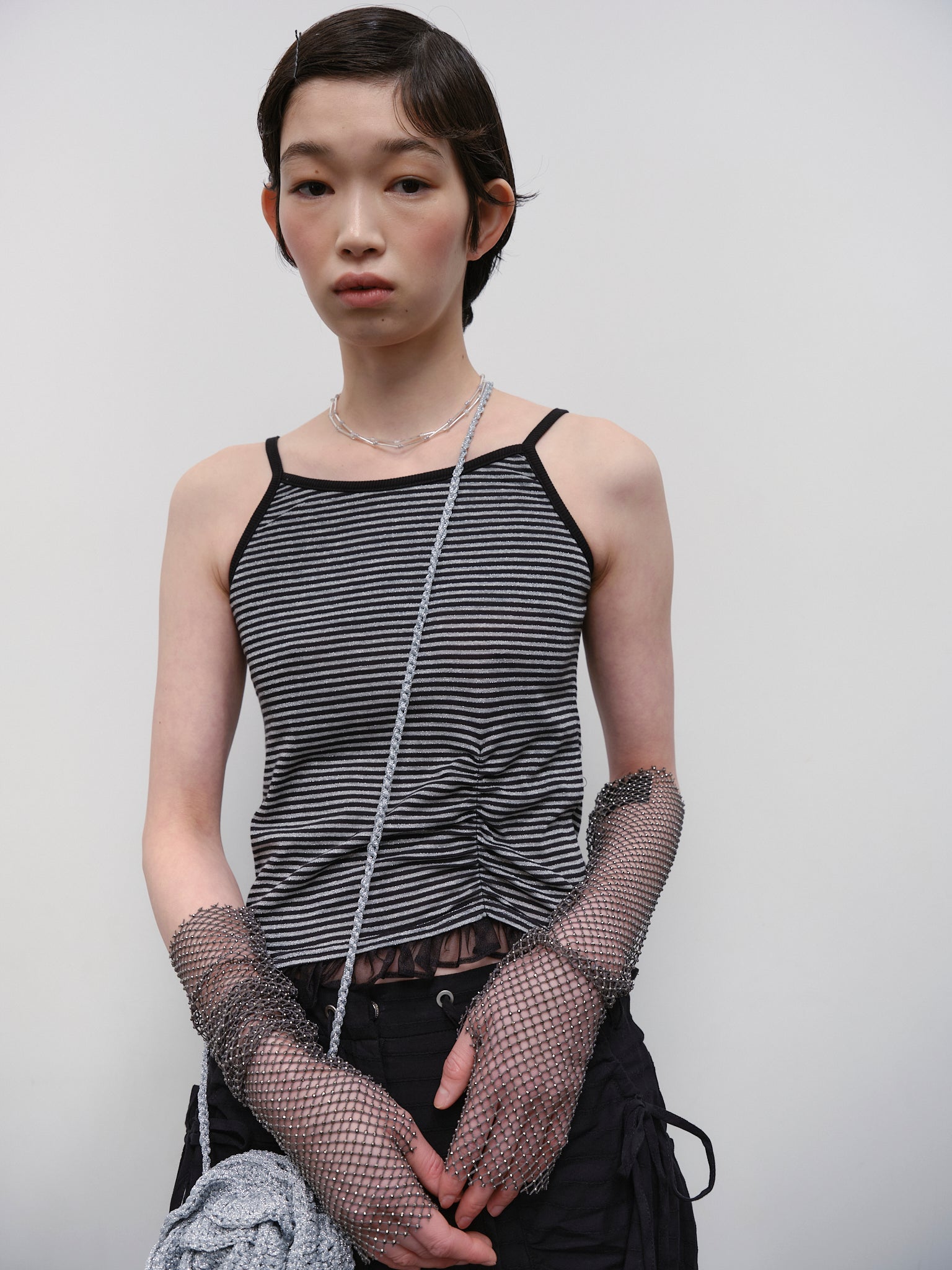 Stripe Shirred Sleeveless Top