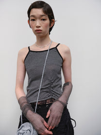 Stripe Shirred Sleeveless Top