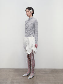 Lettuce Stitch Roll Neck Top [Gray]