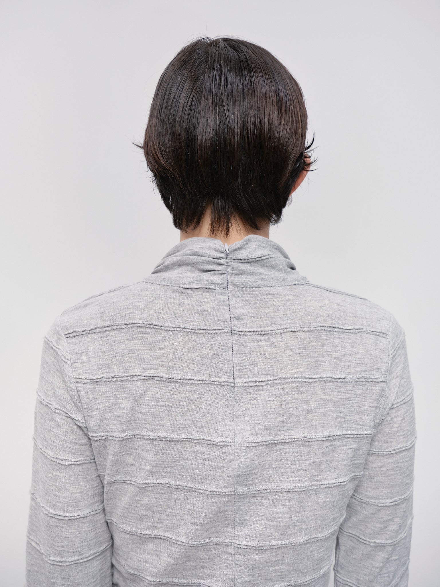 Lettuce Stitch Roll Neck Top [Gray]