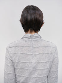 Lettuce Stitch Roll Neck Top [Gray]