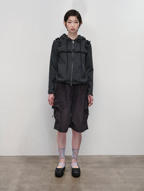 Ruffled Stripe Zip Hoodie