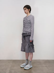 Fuzzy Ruffled Ribbon Cardigan