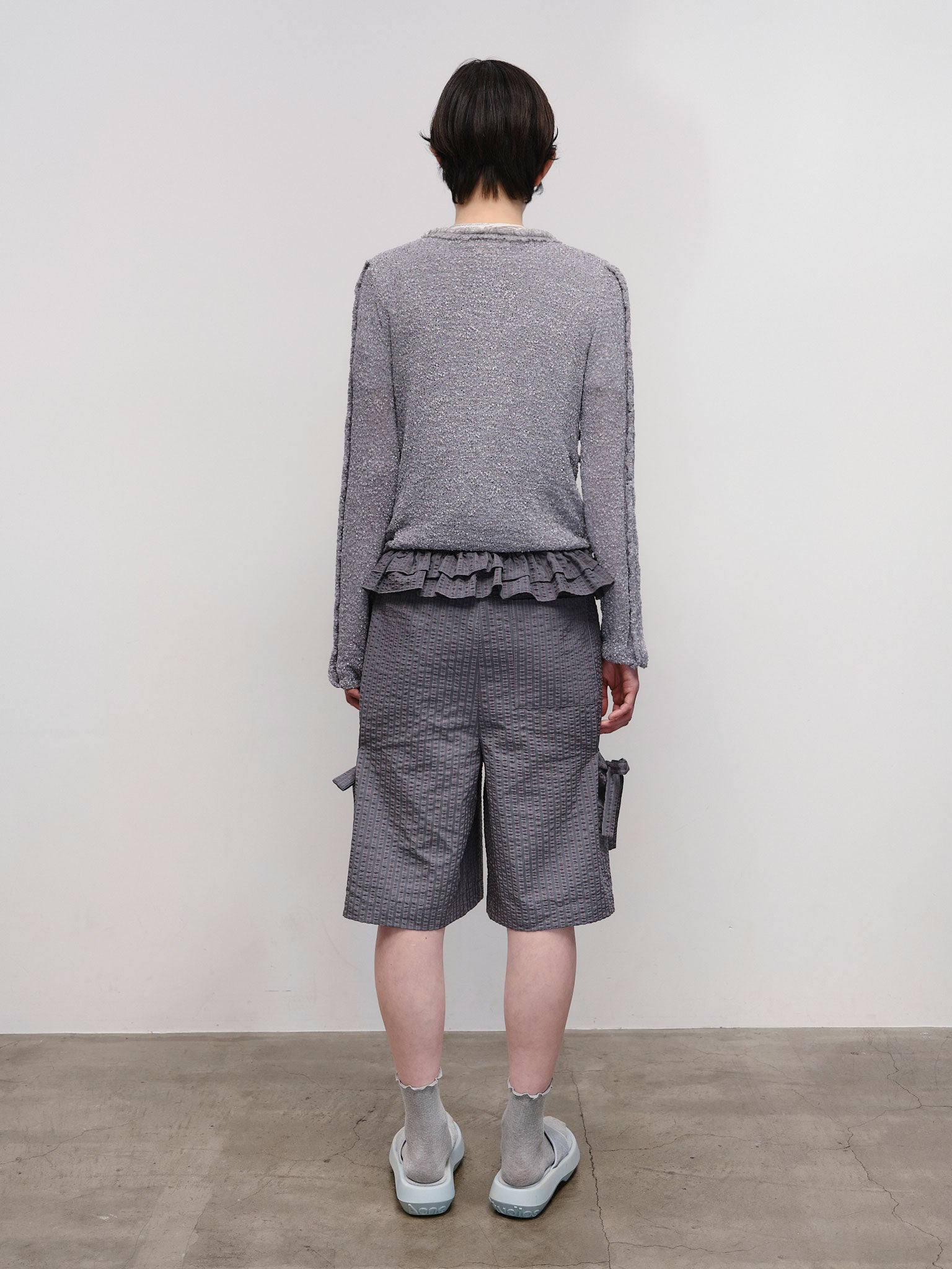 Fuzzy Ruffled Ribbon Cardigan