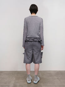 Fuzzy Ruffled Ribbon Cardigan